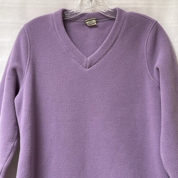 LL Bean Fleece Pullover Womens Small Lavender V Neck Sweater Cozy Winter Casual - Picture 2 of 10